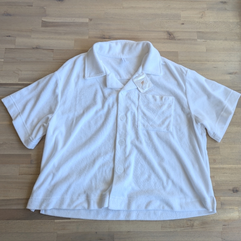 Fabletics Island‎ Terry Boxy Button Up NEW W/ TAG